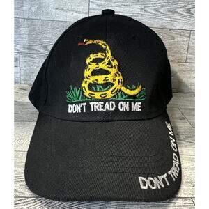 Don’t Tread on Me Embroidered Black Baseball Hat Cap w/Adj Strap.